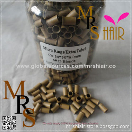 Black brown blonde copper big edge extension tube micro ring beads links, for loop hair extension